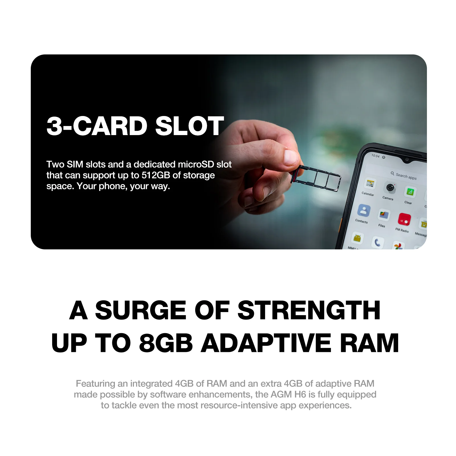 AGM H6 LITE | Ultra-Thin | Rugged | 6.56-inch 90Hz Display | 4GB RAM + 4GB Virtual Expanded RAM + 128GB ROM | Android 13 - Image 4